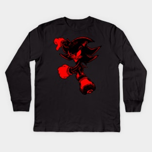 Shadow - Red and Black Kids Long Sleeve T-Shirt